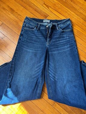 BAYEAS Dark Blue Wide-Leg High-Rise Jeans